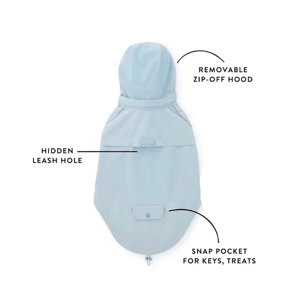 The Foggy Dog Sky Blue Dog Raincoat Gingham Lining Small JAC-00055-03 NWT